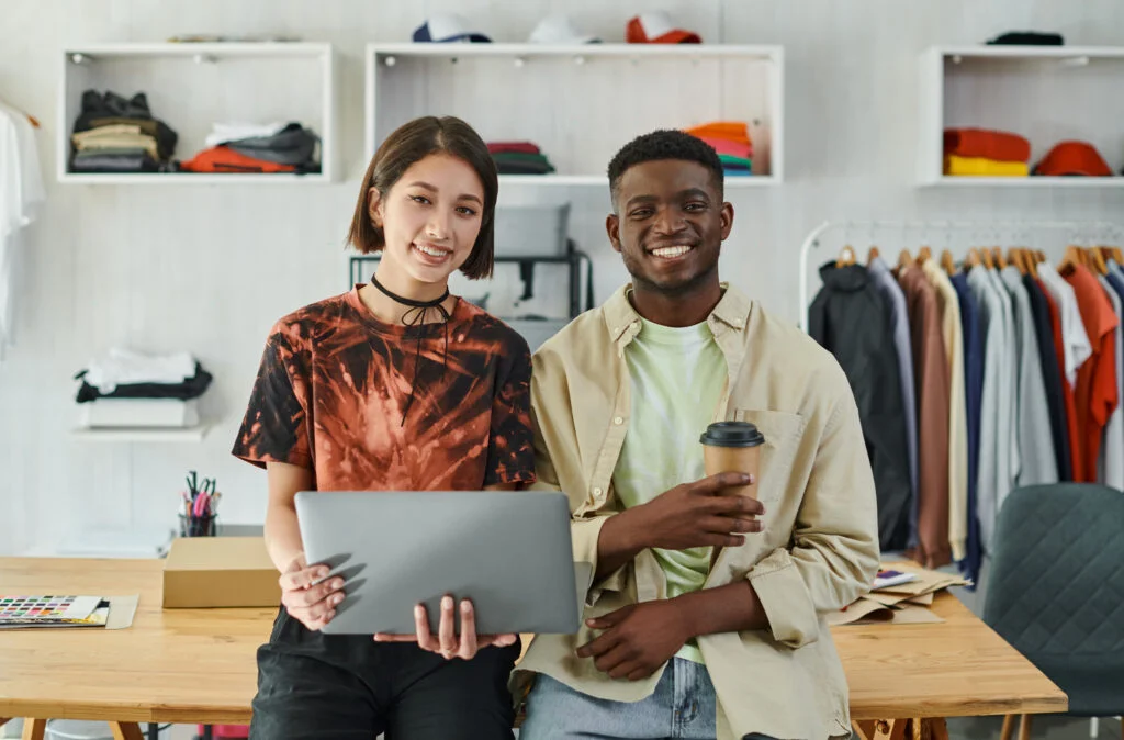 Redefining retail experiences with AI: Woman and man in store.