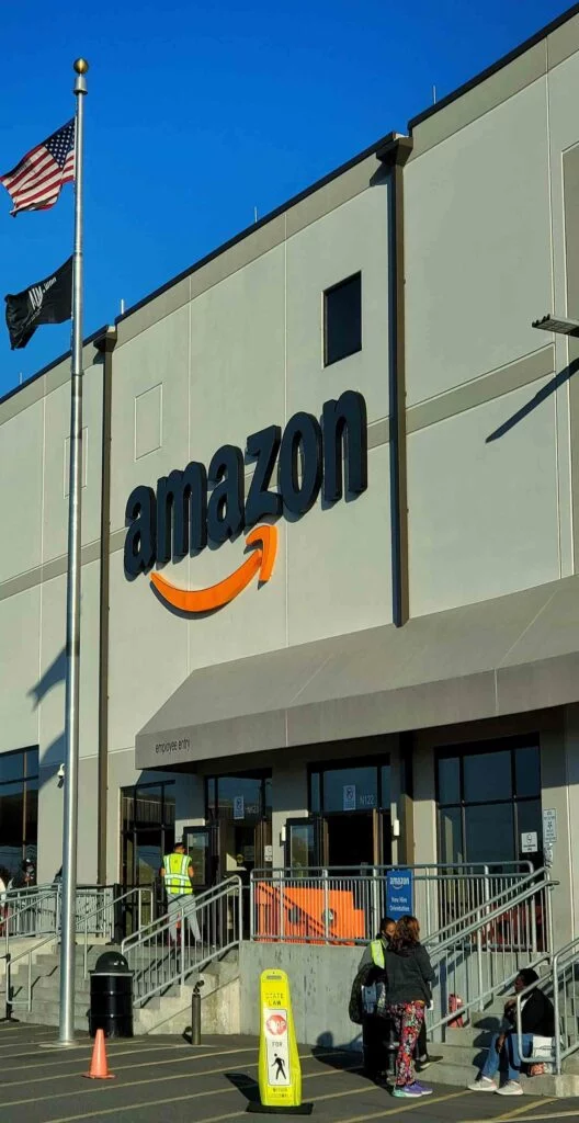 An Amazon building representing the forefront of customer engagement, delving deep into AI integration in ecommerce.