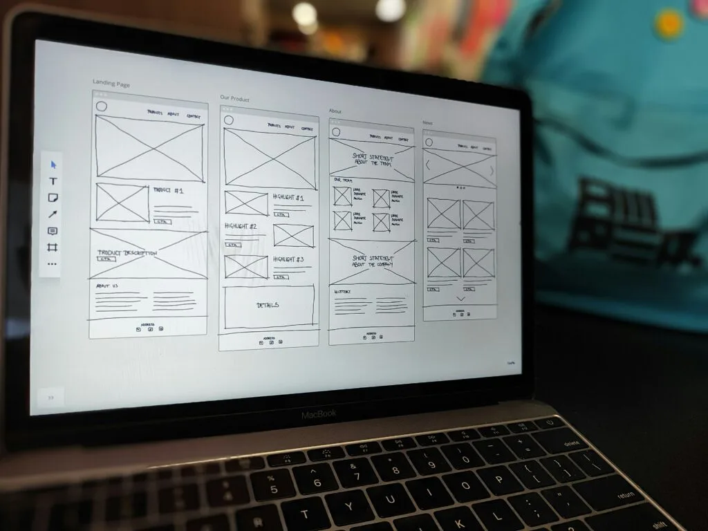CRO and UX on computer for wire framing