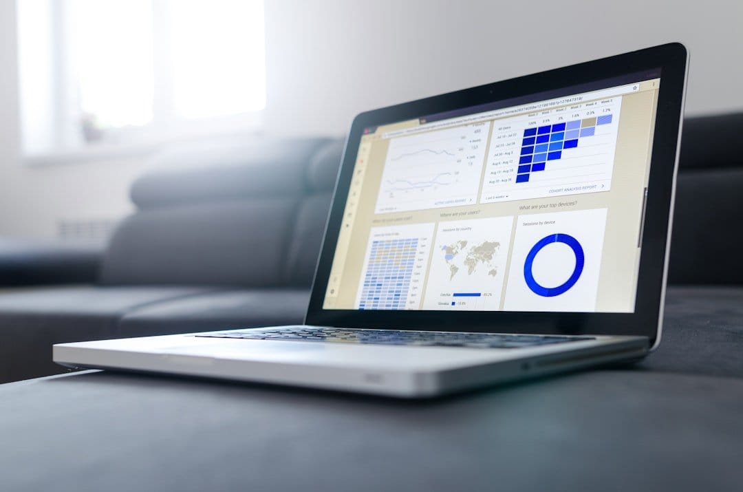 Laptop displaying analytics dashboard for effective bundle pricing strategies in eCommerce marketing.
