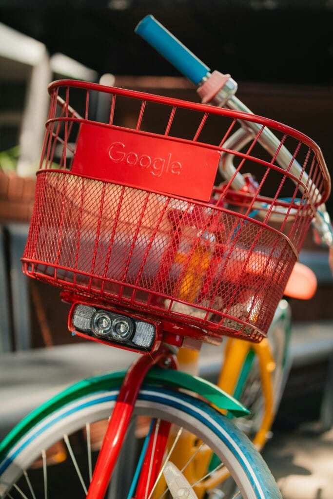 Illustration of Google Shopping Buddy as a bike and how it uses AI innovations in eCommerce in their processes