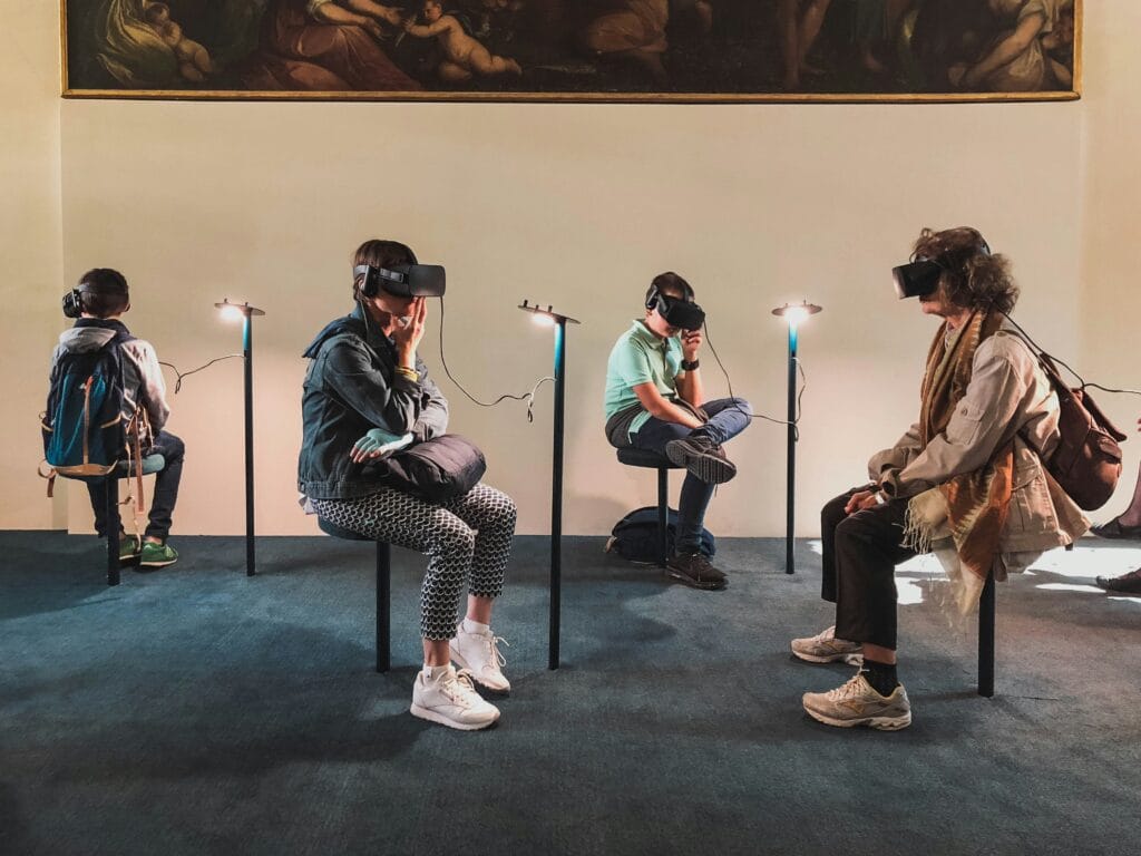 Image of different people experiencing VR for AI in eCommerce innovation