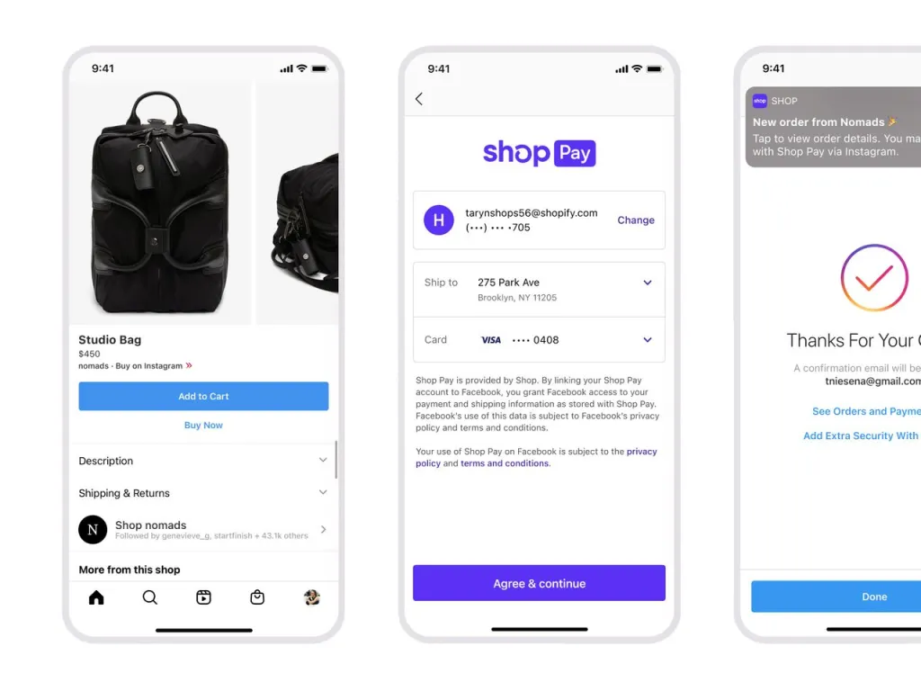 Example of Shop Pay that is also integrated into email upsell tactics