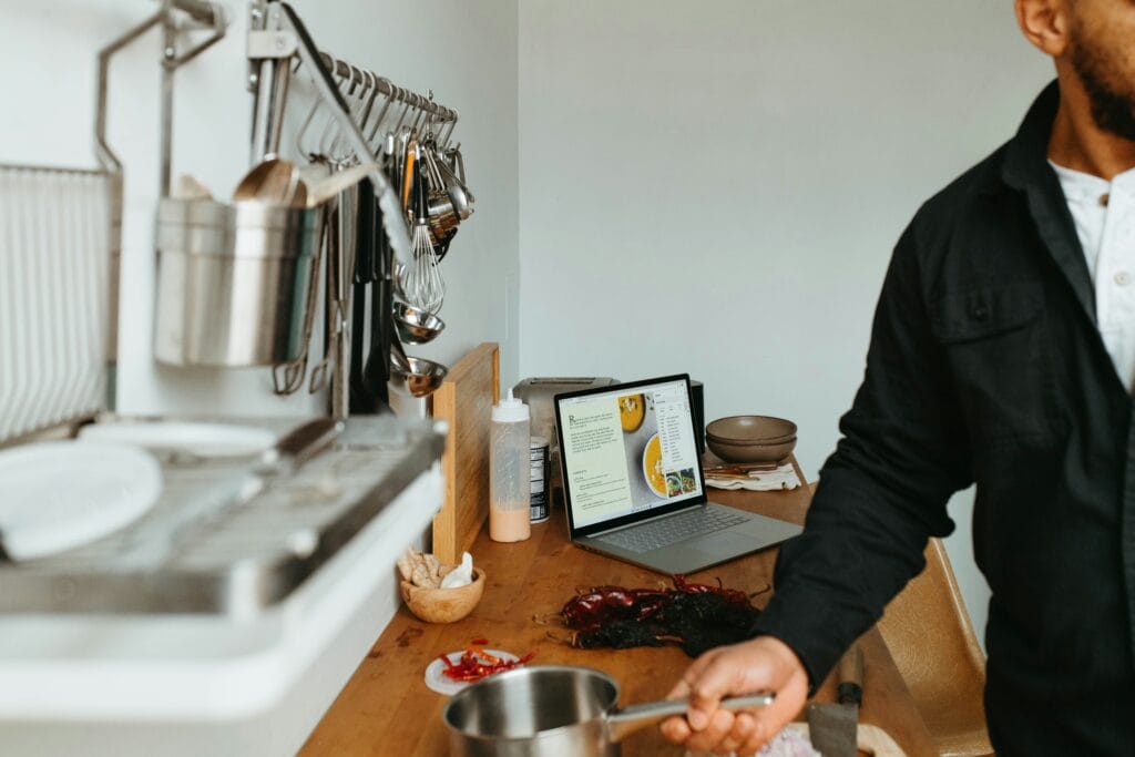 An image of a person preparing social media content and how AI innovations in eCommerce are assisting in making the process easier