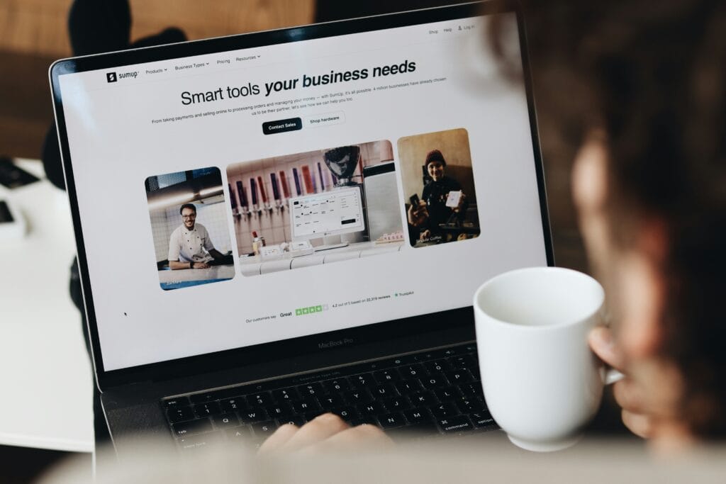 Person surfing the web and searching for AI tool for Shopify