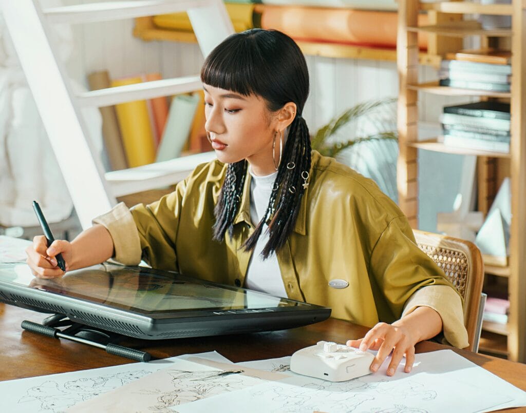 Designer working on dynamic content for new launches