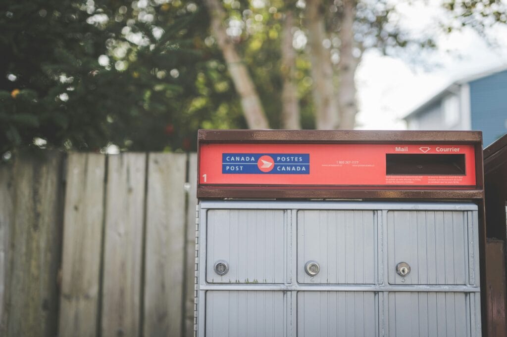 Image of mailboxes with the Canada Post logo to symbolize what happens when there are errors with Order Confirmation Sales strategy