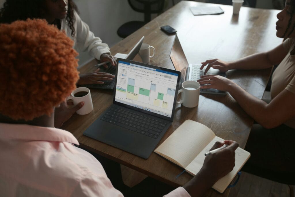 Team of designers working on scroll depth optimization